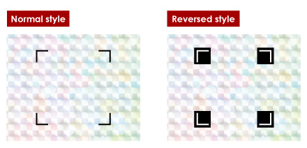 Reversed color registration mark Reversed color registration mark